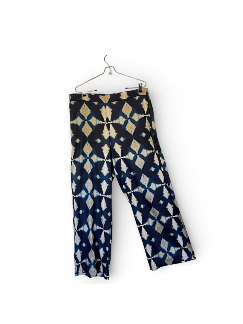 Banana Republic Navy Geometric Print Wide Leg Pants L Boho Resort Vacation Flowy - Picture 3 of 8